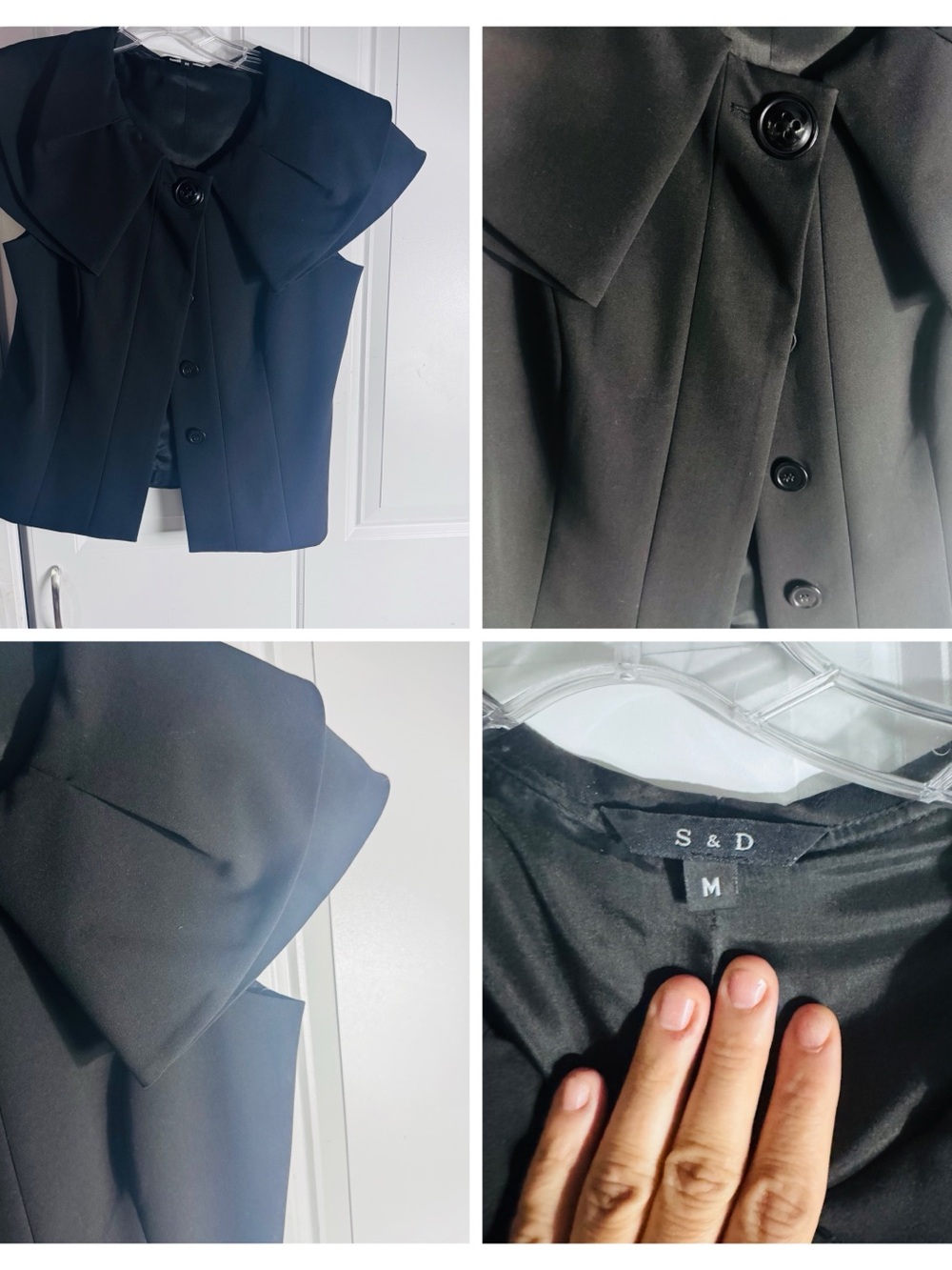 S&D Black Short Sleeve Structured Blazer